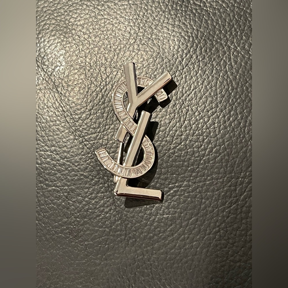 Fashion Jewelry Stamped Silver-Tone Logo Brooch